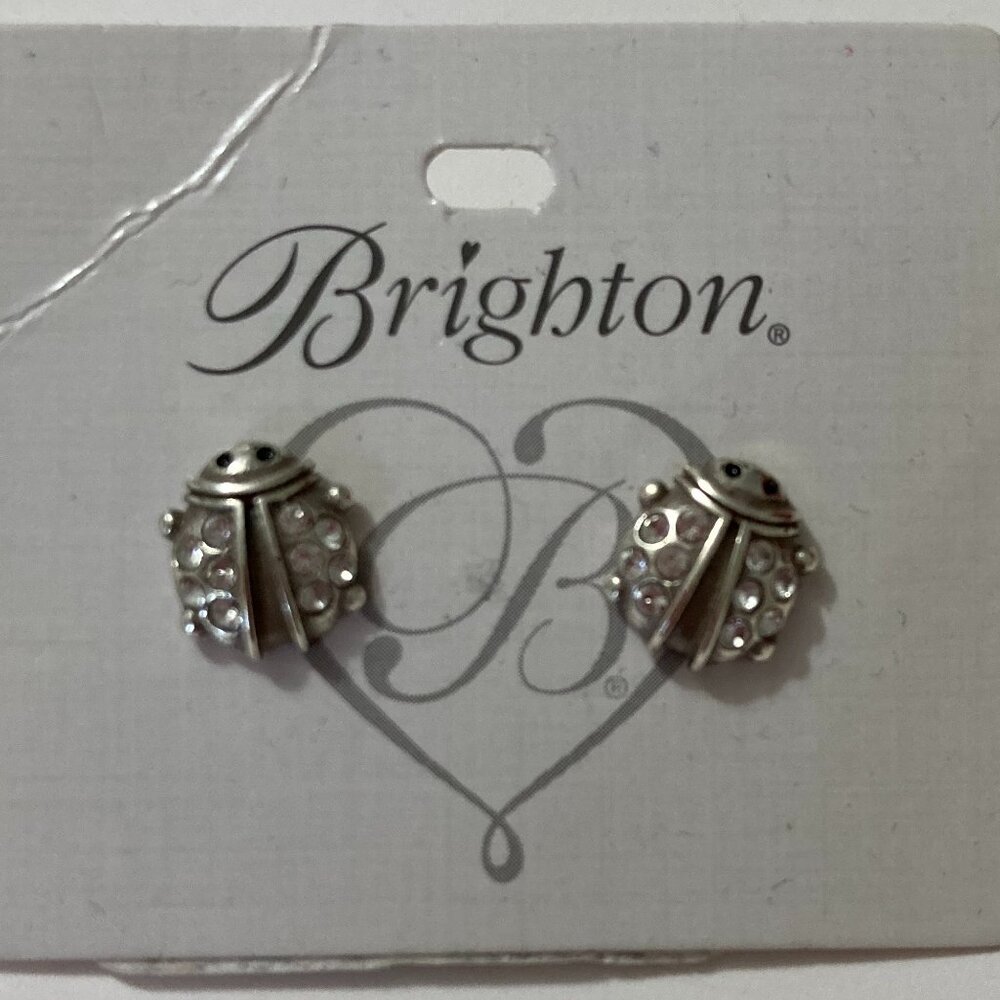 BRIGHTON Lady Luck Mini Post Earrings Silver Ladybug